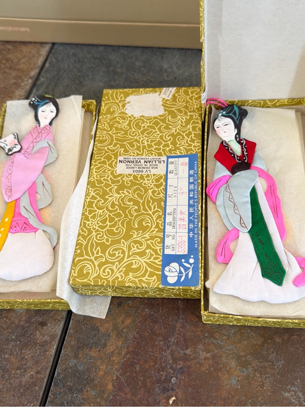 Vintage Lillian Vernon Silk Geisha Doll Ornaments/Hanging Decorations 8 Total